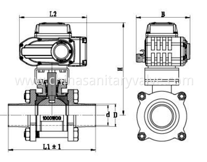 sanitary 3PC Electric ball valve2